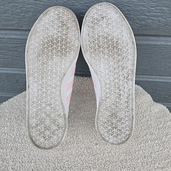 Adidas VL Court Based Shoes Sneakers White With Pink Stripes Women's Sz 9.5 - Picture 12 of 15